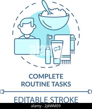 Complete routine tasks turquoise concept icon Stock Vector