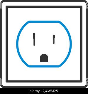 Electric Outlet Icon. Bold outline design with editable stroke width. Vector Illustration. Stock Vector