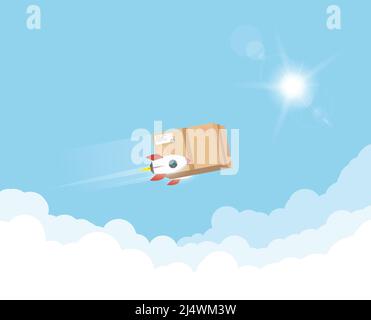 Pakage box with rockets Stock Vector