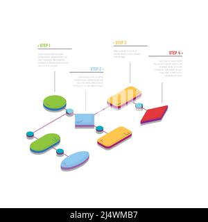 Isometric block scheme Stock Vector