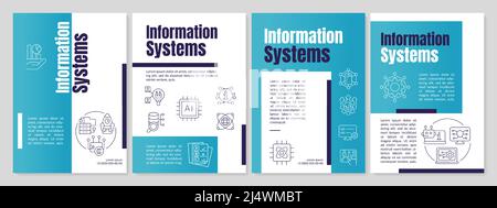 Managing information systems cyan brochure template Stock Vector