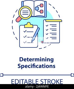 Determining specifications concept icon Stock Vector