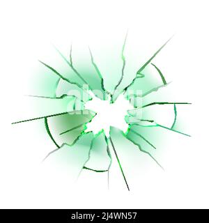 Glass Window Broken With Hole And Crack Vector Stock Vector