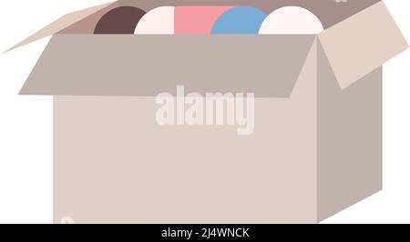 Cardboard box with valuable items semi flat color vector object Stock Vector
