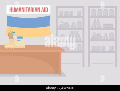 Collecting food for charity flat color vector illustration Stock Vector