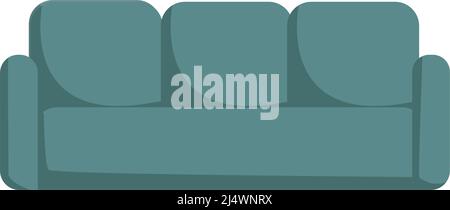 Comfortable green sofa semi flat color vector object Stock Vector