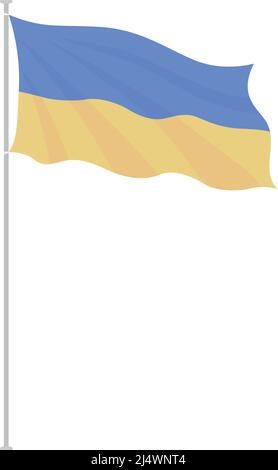 Waving ukrainian flag on pole semi flat color vector object Stock Vector