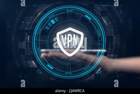 VPN Virtual Private Network protocol. Cyber security and privacy connection technology. Anonymous Internet concept photo Stock Photo