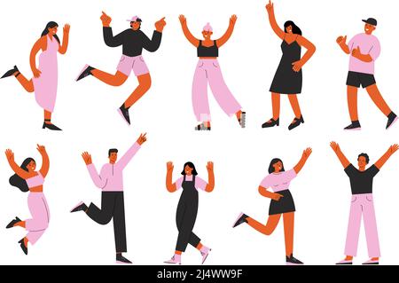 Person people vector illustration dance party woman and man. Happy