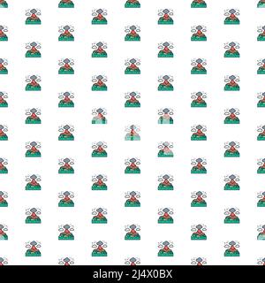 Vector volcano, mountains landscape pattern with various icons. Symbol texture design. Stock Vector