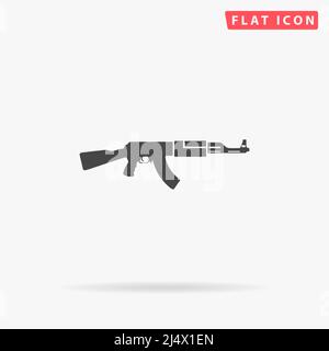 AK-47 assault rifle flat vector icon. Hand drawn style design illustrations. Stock Vector