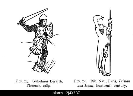 13th and 14th century armour from the book ' Armour & weapons ' by Charles John Ffoulkes,  Publisher Oxford Clarendon press 1909 Stock Photo