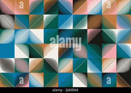Geometric abstract vector pattern artwork made with various geometry shapes and elements. Digital graphics design for poster, cover, art, presentation Stock Vector