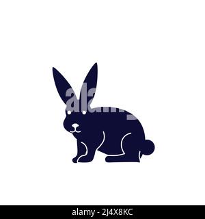 Funny rabbit, stylized black pet isolated Stock Vector