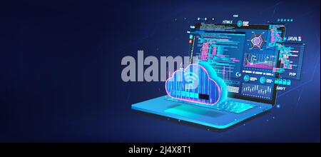 Web coding and software development concept banner Stock Vector