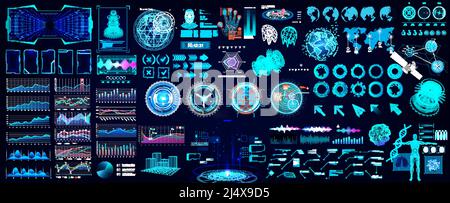 Colorful HUD elements set for UI, UX, GUI projects Stock Vector