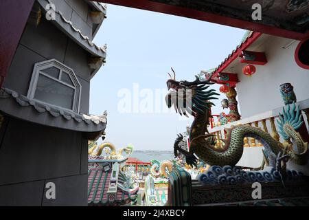 Chonburi, Thailand - April 8, 2022: The Chinese temple at Khao Sam Muk in Chonburi Province, Thailand. It is the beautiful sightseeing for many touris Stock Photo