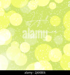 Hello summer. Banner green and yellow with bubbles, sunny. Backdrop, background. Vector illustration Stock Vector