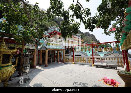 Chonburi, Thailand - April 8, 2022: The Chinese temple at Khao Sam Muk in Chonburi Province, Thailand. It is the beautiful sightseeing for many touris Stock Photo