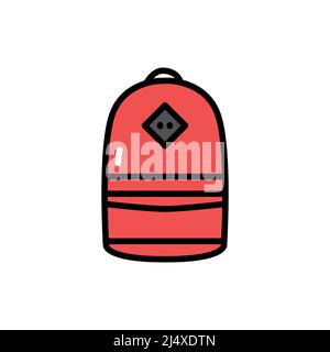 Backpack line color icon. Isolated vector element. Outline pictogram for web page, mobile app, promo Stock Vector
