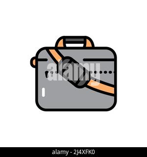 Laptop bag line color icon. Isolated vector element. Outline pictogram for web page, mobile app, promo Stock Vector