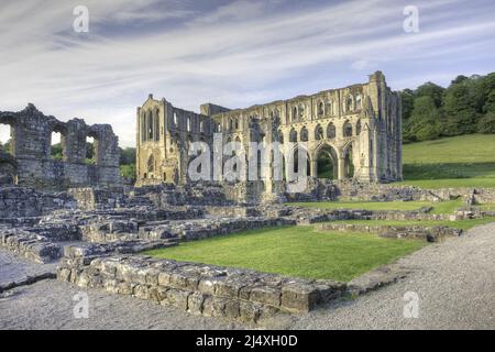 Presbytery, South Transept & wall of the Infirmary (at left) of ruined Rievaulx Cistercian Abbey founded 1132 - suppressed 1538.