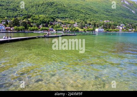 Lac du Bourget, the largest lake of the French Alps, at Le Bourget-du-Lac, France Stock Photo