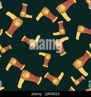 Retro electric hair dryer seamless pattern. Background with appliances for barber in doodle style. Repeated design texture for printing, fabric, wrapp Stock Vector