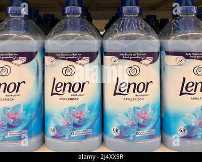 Nuremberg, Germany - April 04 2022: Fabric softener in the supermarket. Stock Photo