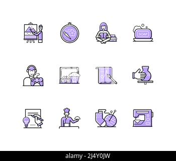 Hobbies - modern line design style icons set Stock Vector