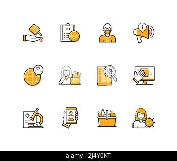 Life during pandemic - modern line design style icons set Stock Vector