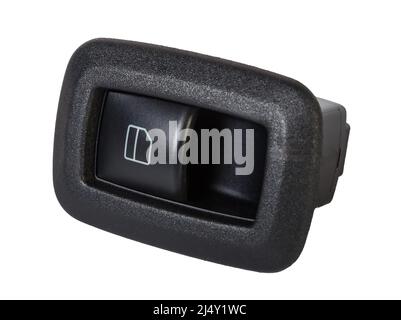 Power window button on white isolated background. Window lifter key block. Spare parts. Stock Photo
