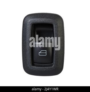 Power window button on white isolated background. Window lifter key block. Spare parts. Stock Photo