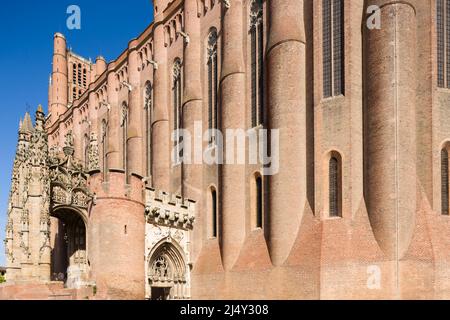 The Cathedral of Saint Cecilia / Basilique Cathedrale de Sainte-Cecile, Albi, a medieval brick church and UNESCO World Heritage Site. Stock Photo