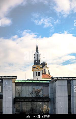 Ursuline Holy Trinity church on Congress square in Ljubljana, Slovenia Stock Photo