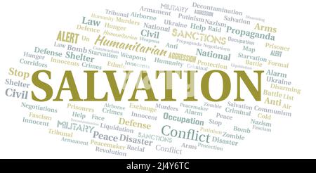 Salvation word cloud. Vector made with text only. Stock Vector