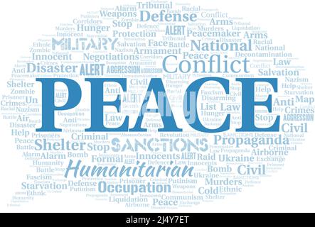 Peace word cloud. Vector made with text only. Stock Vector