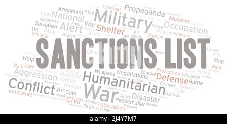 Sanctions List word cloud. Vector made with text only. Stock Vector