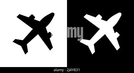 Plane icons. Two-tone version on black and white Stock Vector
