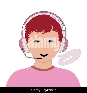 Call center operator, dialog box. flat icon vector Stock Vector