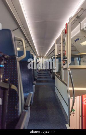 Interior of two-floor passenger fast train in Switzerland Stock Photo ...