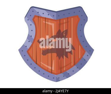 shield emblem antique medieval flat design vector illustration Stock ...