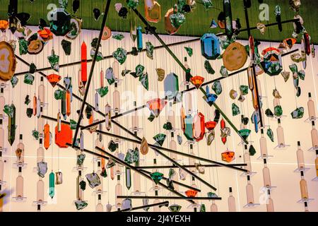 abstract bar restaurant bottles glasses colorful lines geometry Stock Photo