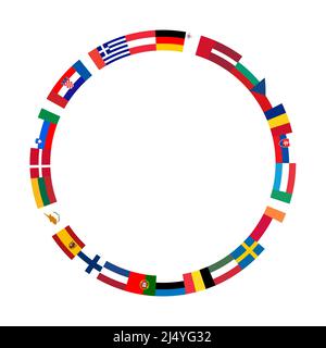 National flags EU countries in the circle Stock Vector