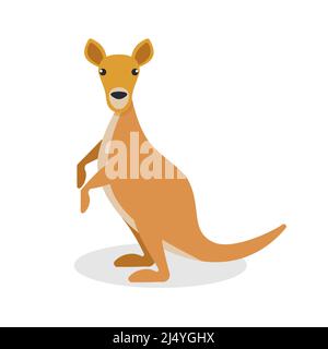 Cute kangaroo. Animal of Africa. Vector illustration in a flat style. Eps 10 Stock Vector