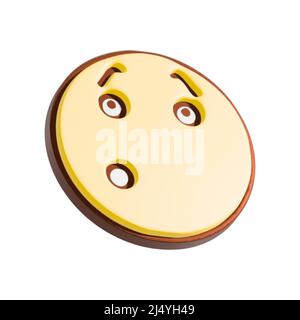 Whistling smiley face 3d illustration. Cartoon character isolated on white background. Stock Photo