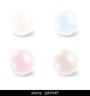 Pearls set isolated on white Stock Vector
