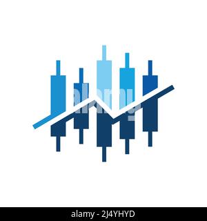 Financial Advisors Logo Design Template Vector Icon, Simple Illustration Logo For Financial Company. Blue Color vertical rounded stripes with arrows o Stock Vector