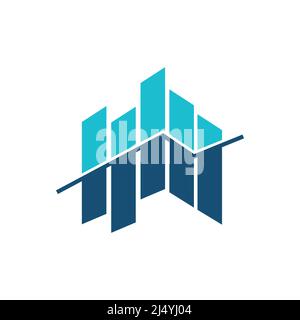 Financial Advisors Logo Design Template Vector Icon, Simple Illustration Logo For Financial Company. Blue Color vertical rounded stripes with arrows o Stock Vector