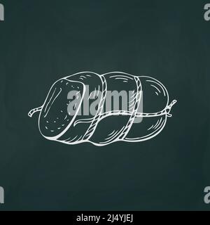 Sausage thin white lines on a textural dark background - Vector illustration Stock Vector